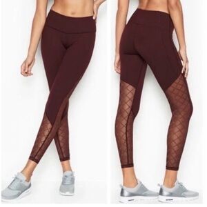 NWOT VICTORIA SECRET‎ SPORT S Knockout Tight in maroon w gold mesh highlights